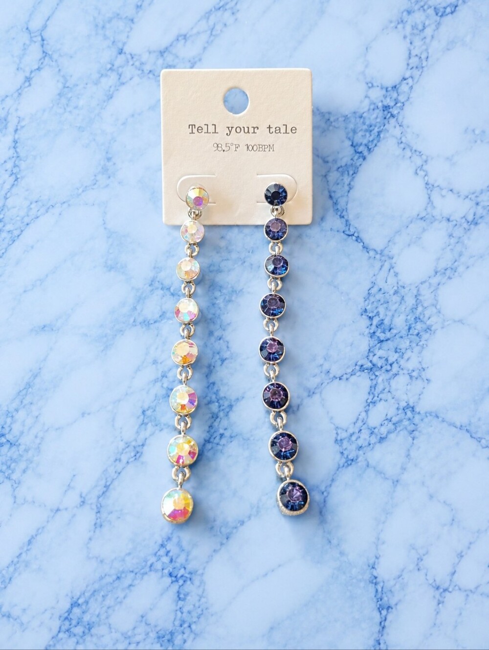 Tell Your Tale Aurora and Purple Crystal Drop Earrings - Women Jewelry